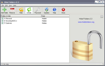 Screenshot for Hide Folders 2.5